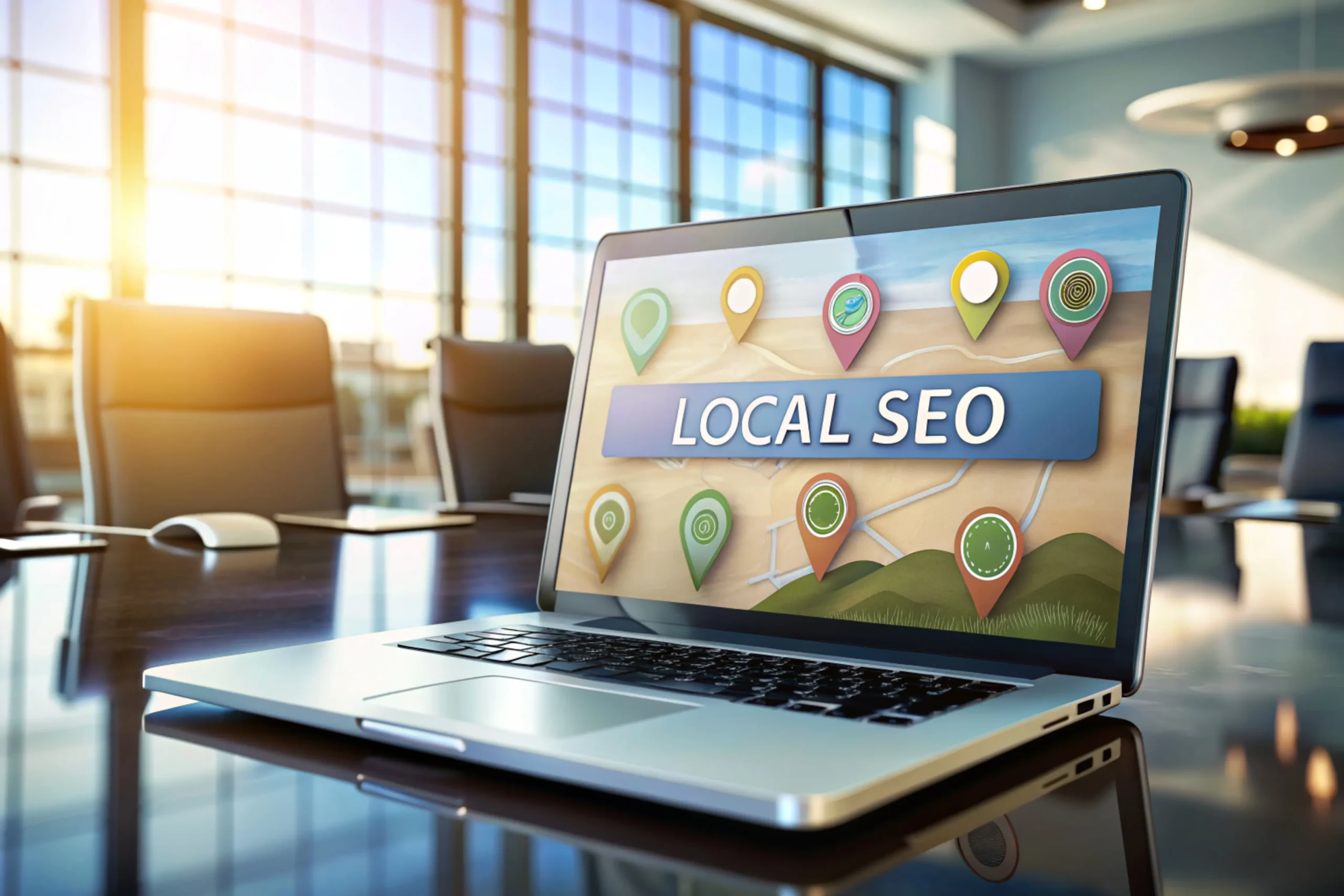 ordinateur montrant une page de seo local google