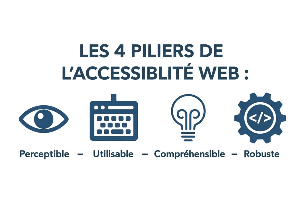 Representation des 4 piliers de l'accessbilité web