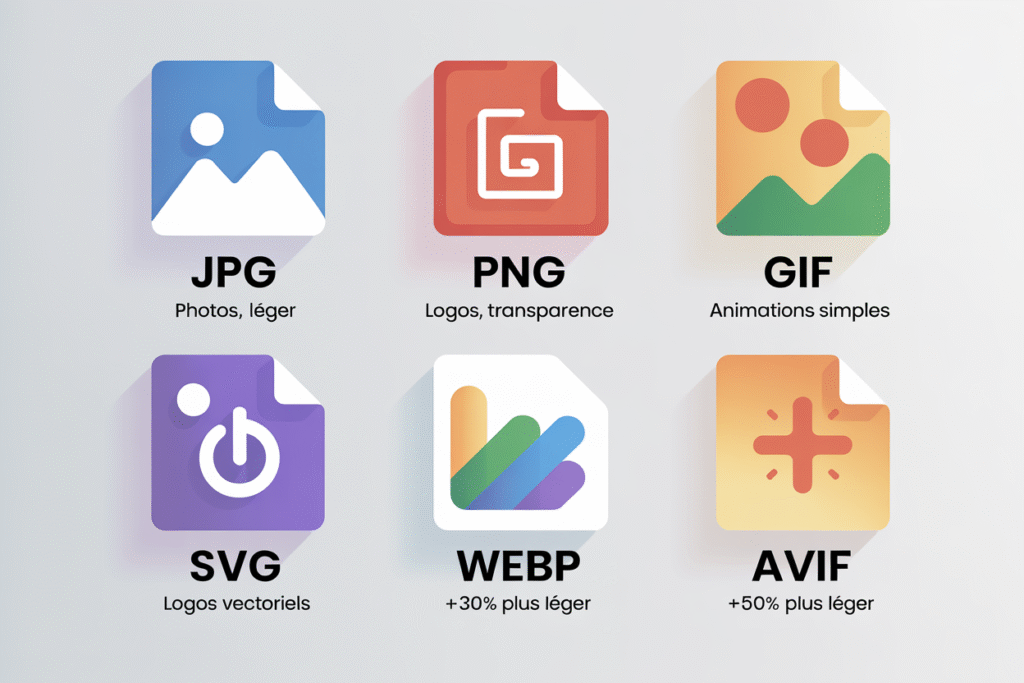 Illustration des formats d'image pour l'optimisation image wordpress
