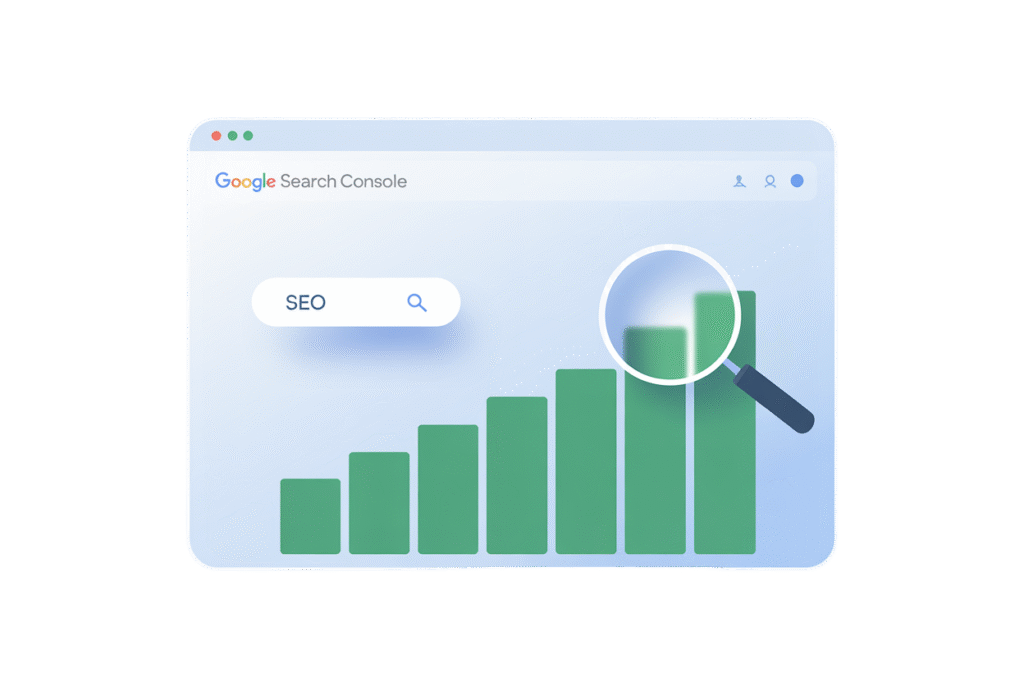 Représentation d'un graphique search console pour une prestation seo