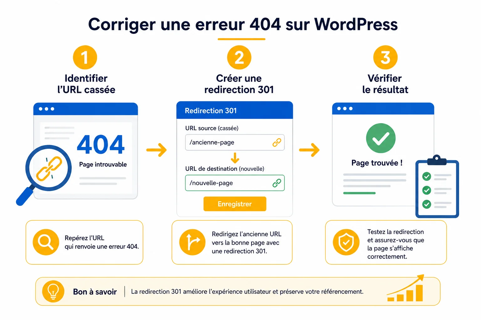 Corriger une erreur 404 en 3 étapes Étapes pour corriger une erreur 404 wordpress efficacement